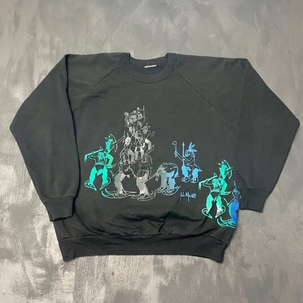 Vintage Art John Mackett Sweatshirt XL Black 1990s‎ Excellent Graphic Pullover